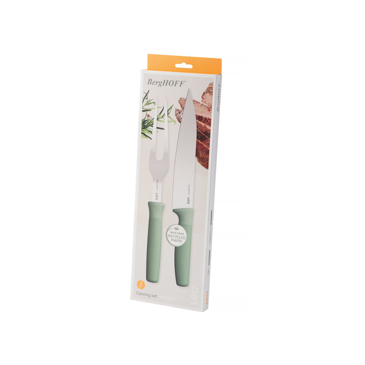 BergHOFF 2-Piece Carving Set – Forest Series Knife & Fork with Secure Grip for Roasts & Poultry