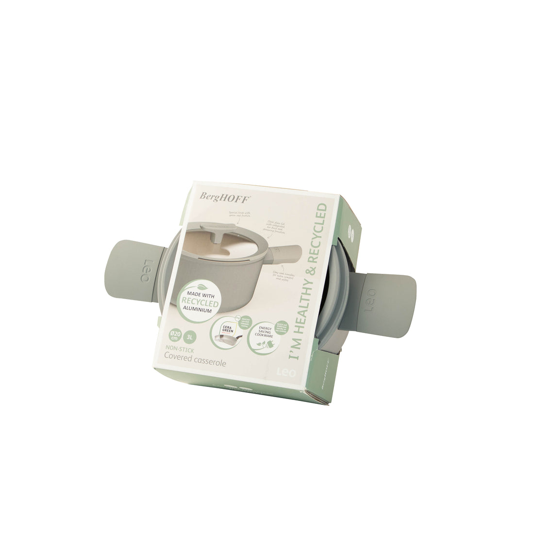 BergHOFF 20cm Covered Casserole – Balance Moonmist with Spoon Rest Lid & Recycled Aluminium Body